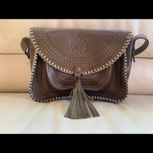 Patricia Nash Woven Leather with Tassel Crossbody Bag